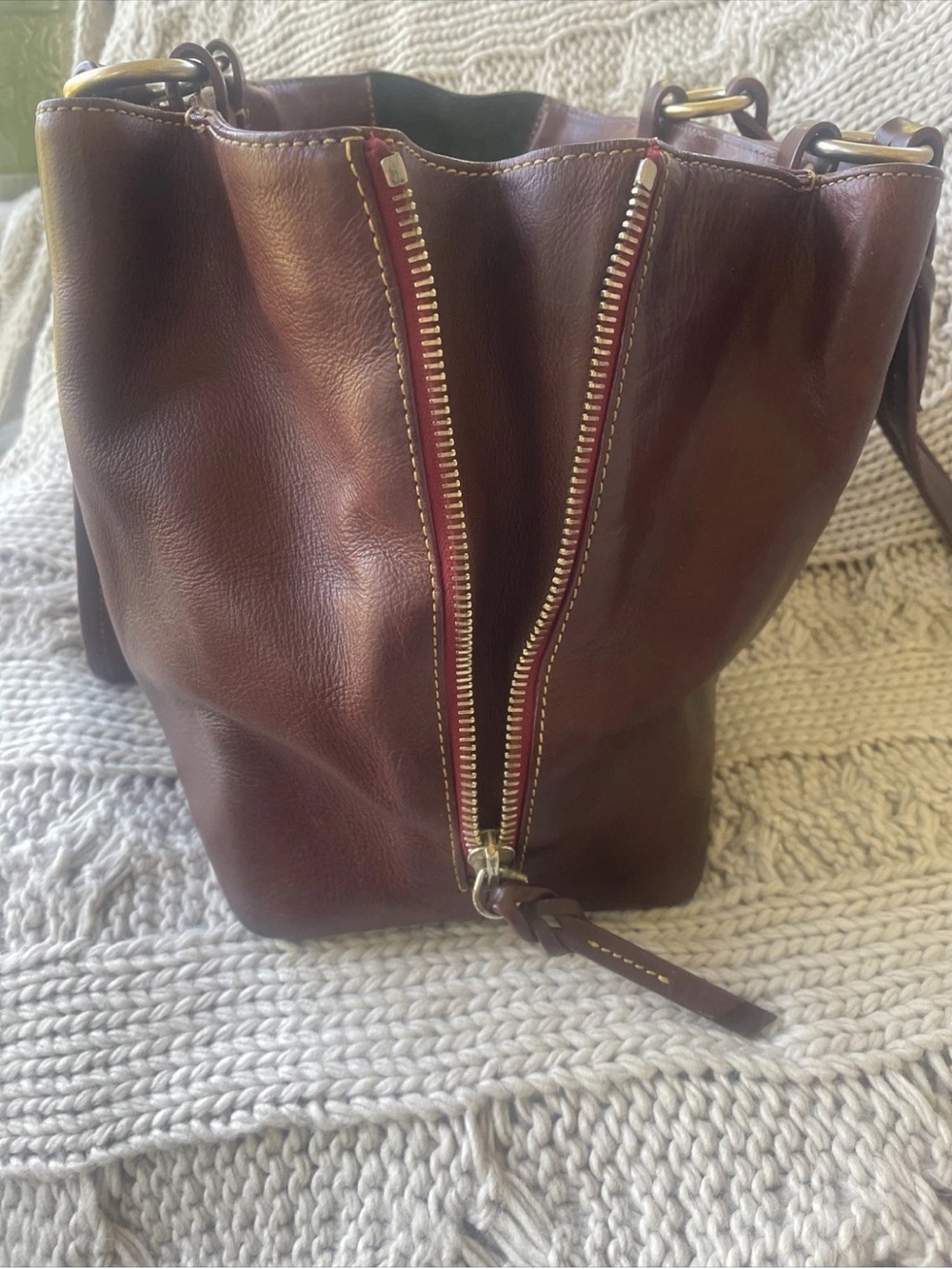 🤎❤️Dooney & Bourke Side Zip Barlow Shoulder Bag Florentine Leather -Chestnut- - Picture 7 of 16